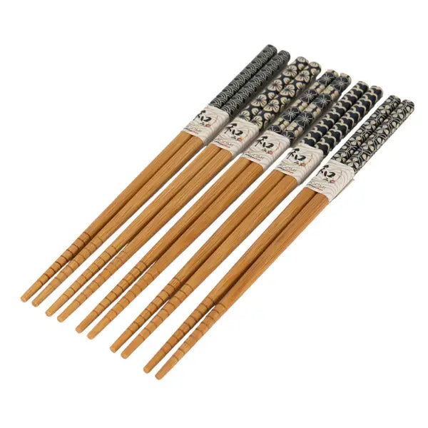 Set of wooden chopsticks with decorative handles