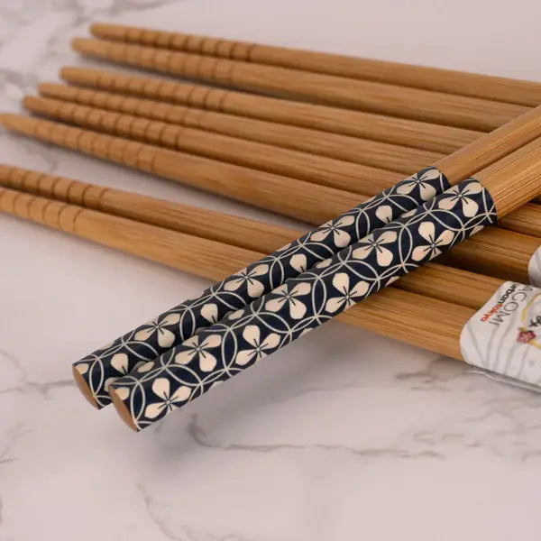 5-Piece Patterned Bamboo Chopsticks Set