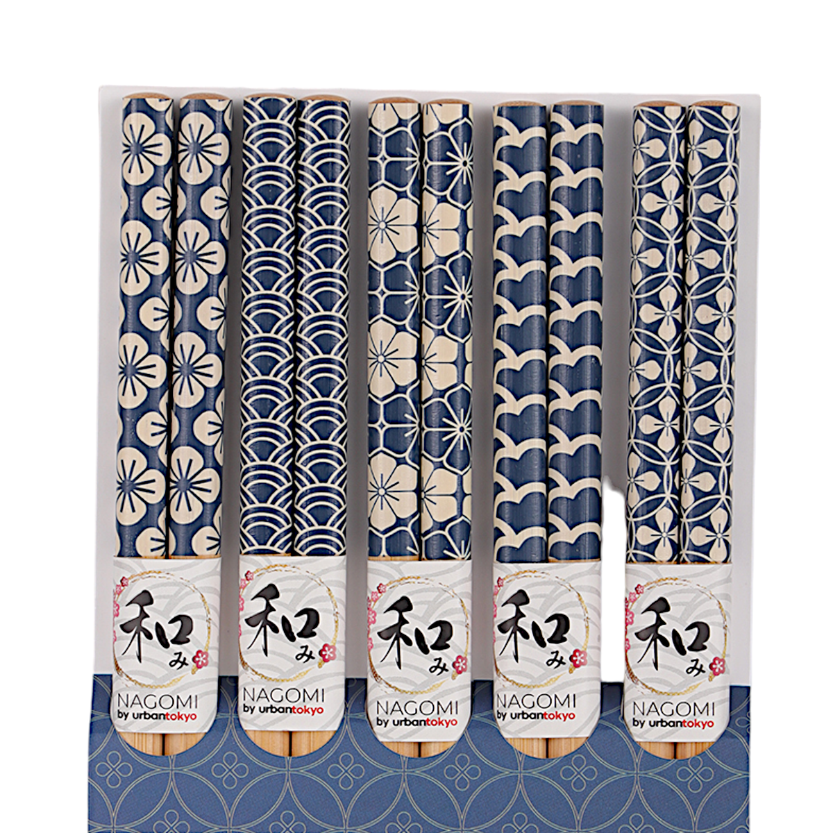 Set of patterned chopsticks with 'Nagomi' branding