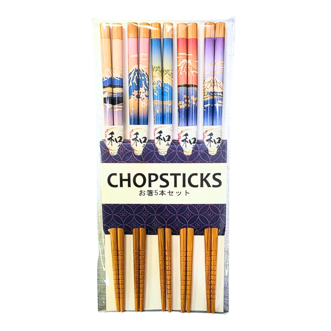 5-Piece Snowcap Mountain Bamboo Chopsticks Set