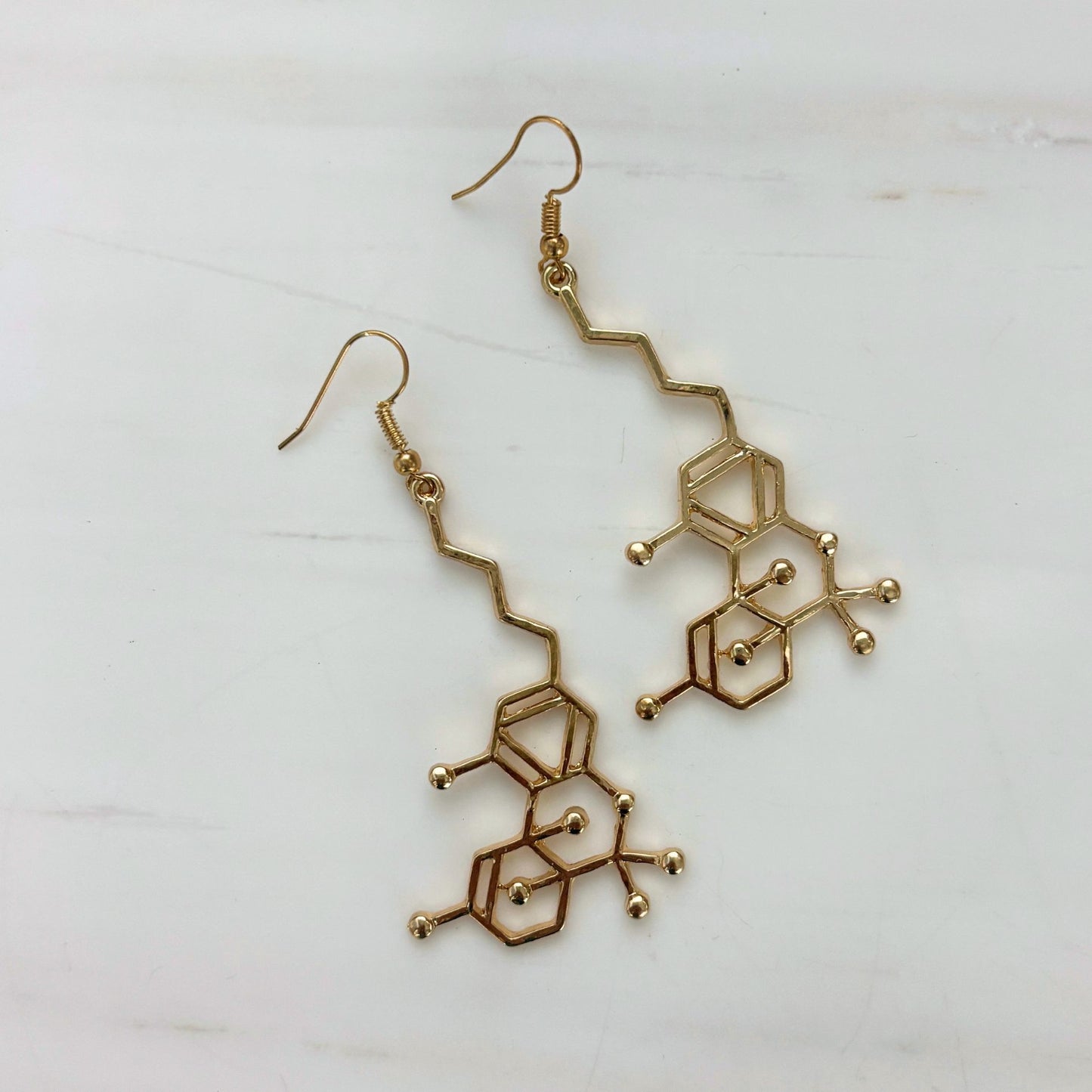 Molecule Earrings | Openwork Atomic Structure Dangle Earrings in Black or Gold