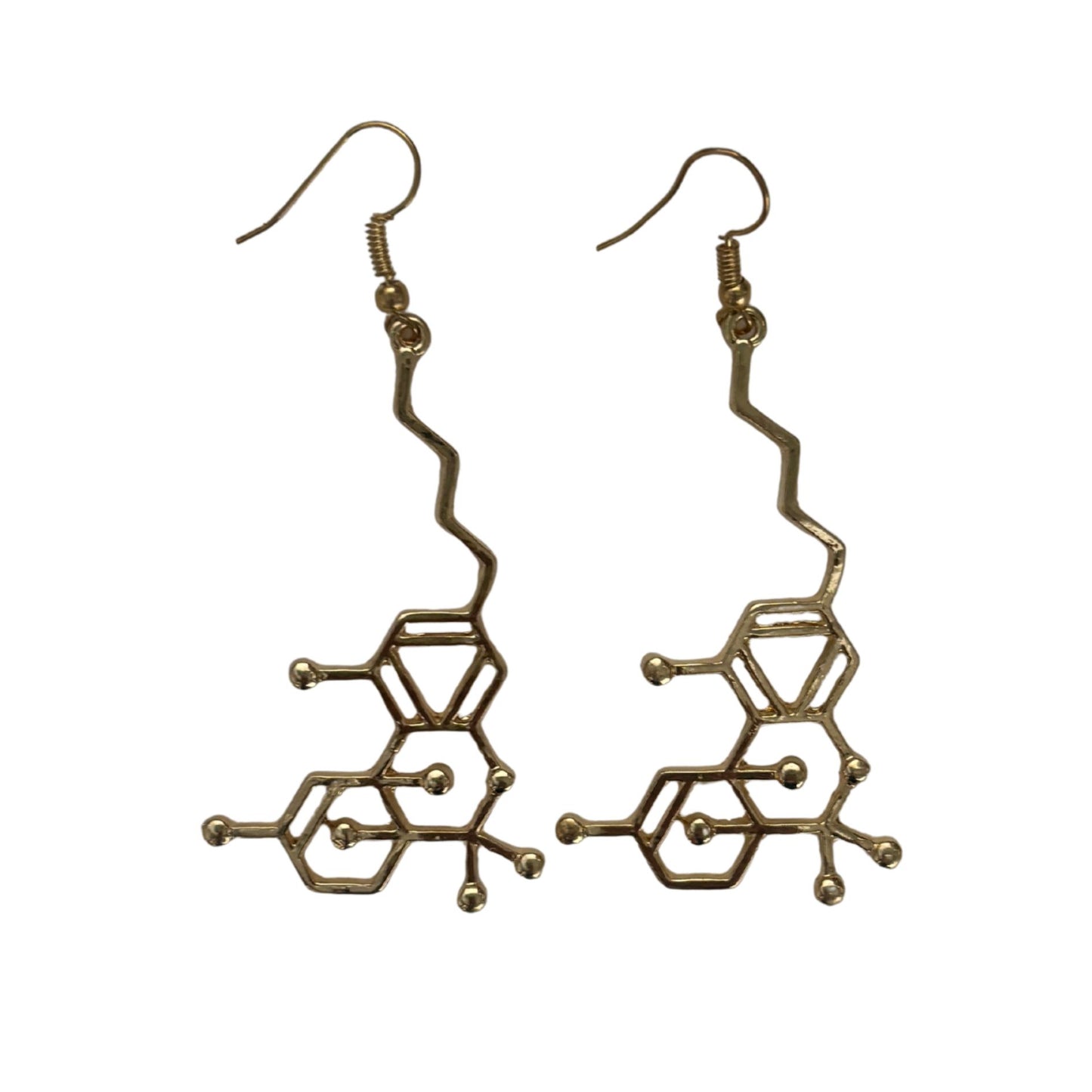 Molecule Earrings | Openwork Atomic Structure Dangle Earrings in Black or Gold