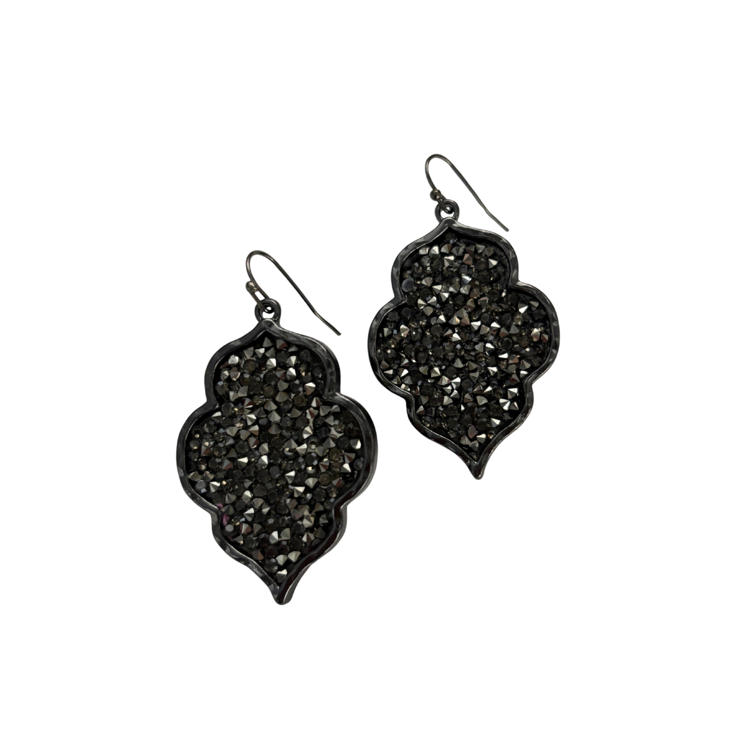 Black Textural Crystal Pavé Earrings