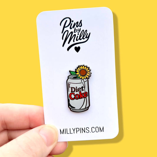 Diet Coke Sunflower Enamel Pin | Retro Soda Hard Enamel Lapel Pin