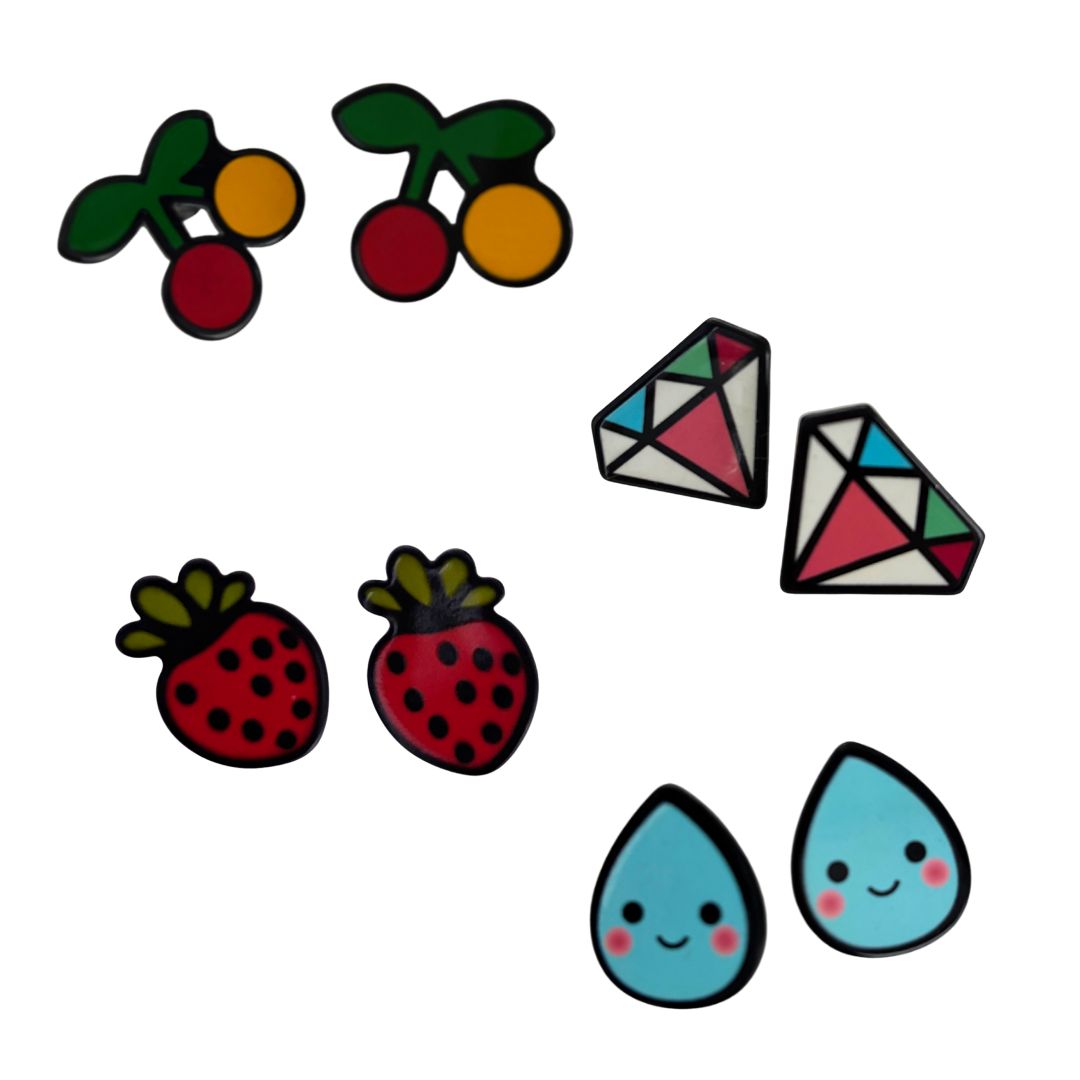 Pop Art High Gloss Statement Stud Earrings | 10 Designs to Choose From