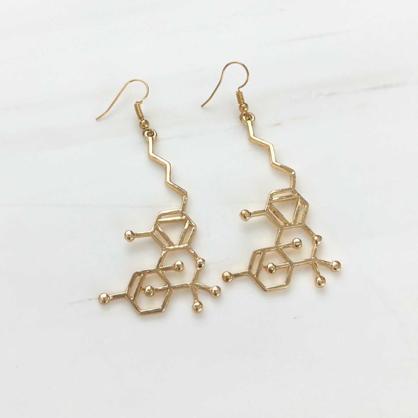 Molecule Earrings | Openwork Atomic Structure Dangle Earrings in Black or Gold
