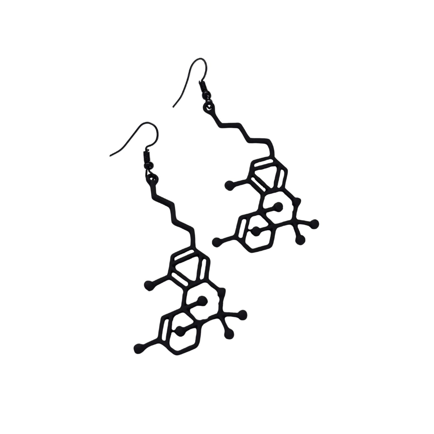 Molecule Earrings | Openwork Atomic Structure Dangle Earrings in Black or Gold