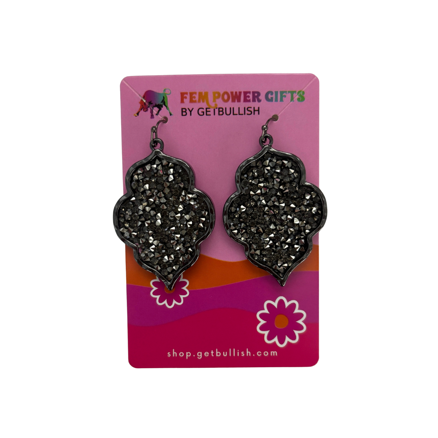 Black Textural Crystal Pavé Earrings
