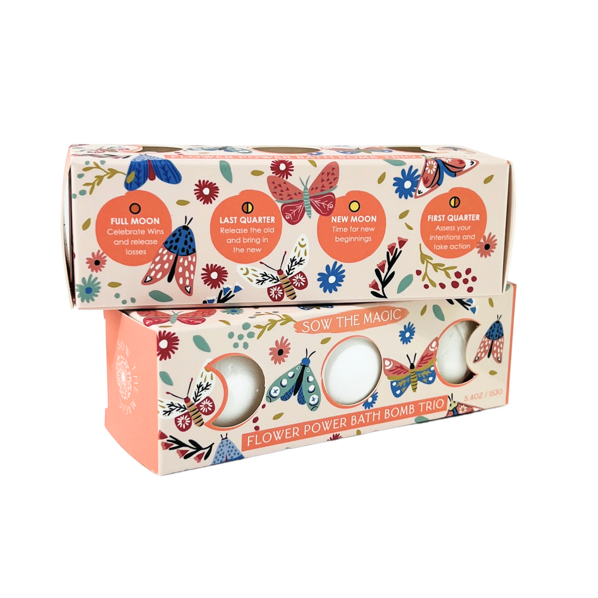 Moon Phase Flower Power Bath Bomb Trio | Wild Rose + Citrus-Sow the Magic-The Bullish Store