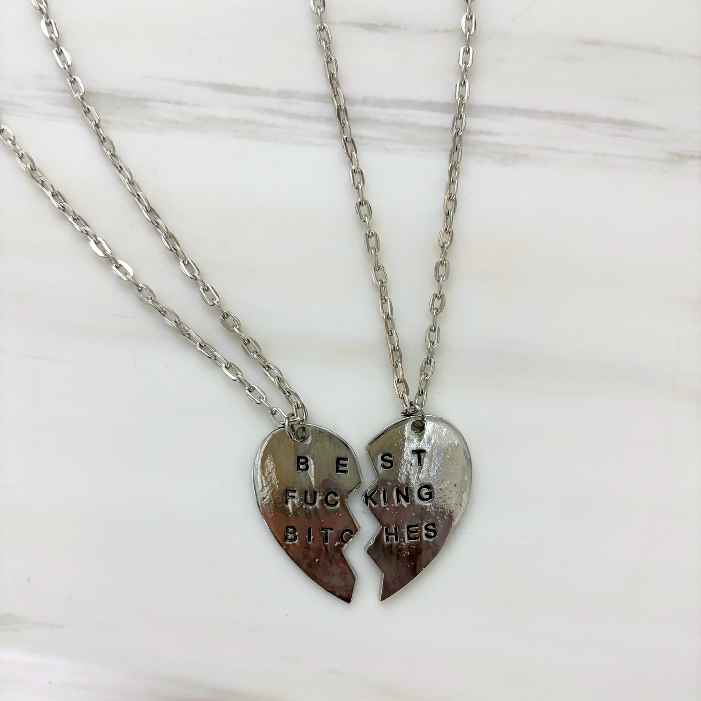 Best Fucking Bitches Set of 2 Best Friends Necklaces in Silver or Gold