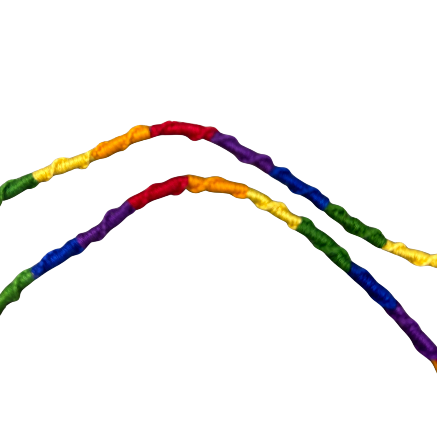 '80s Retro Hand-Knotted Pride Friendship Bracelet | Rainbow Embroidery Floss | 11.5"