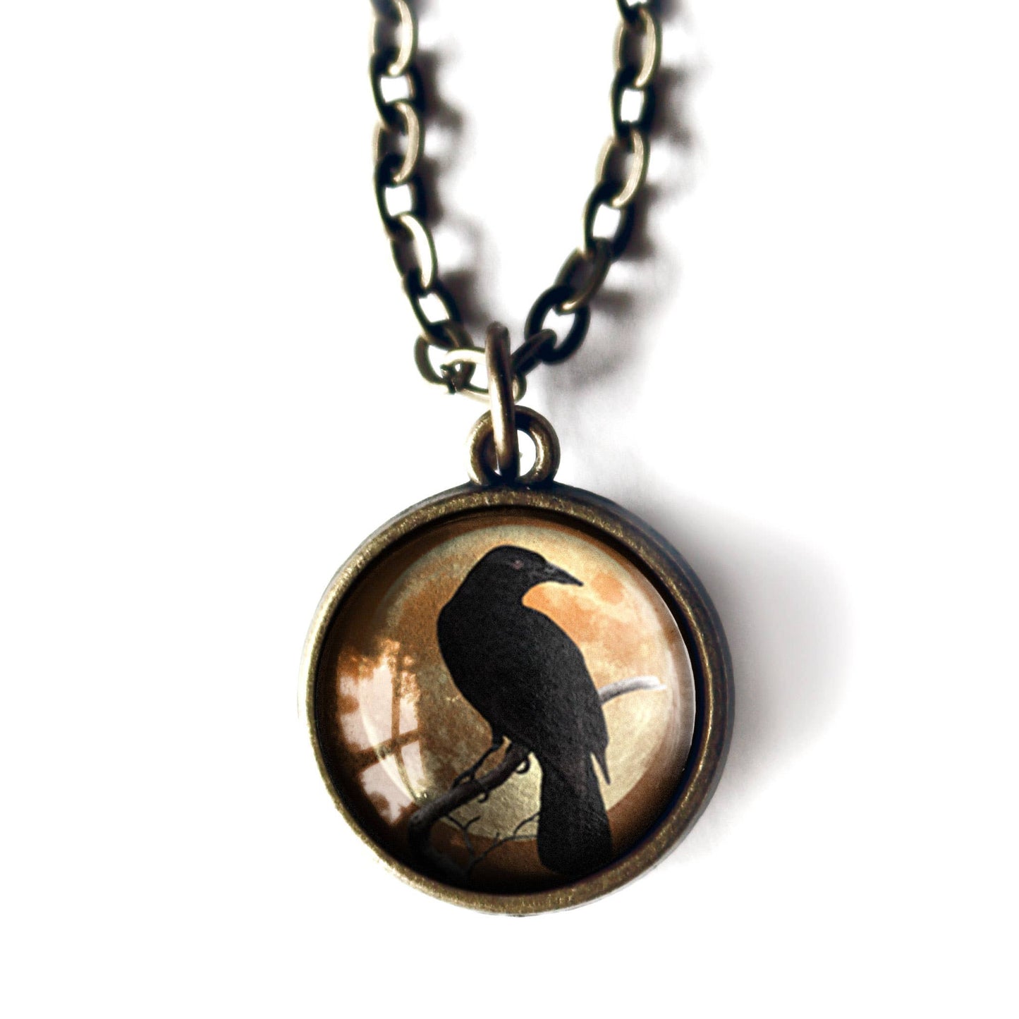 Orange Crow Simple Reversible Pendant Necklace