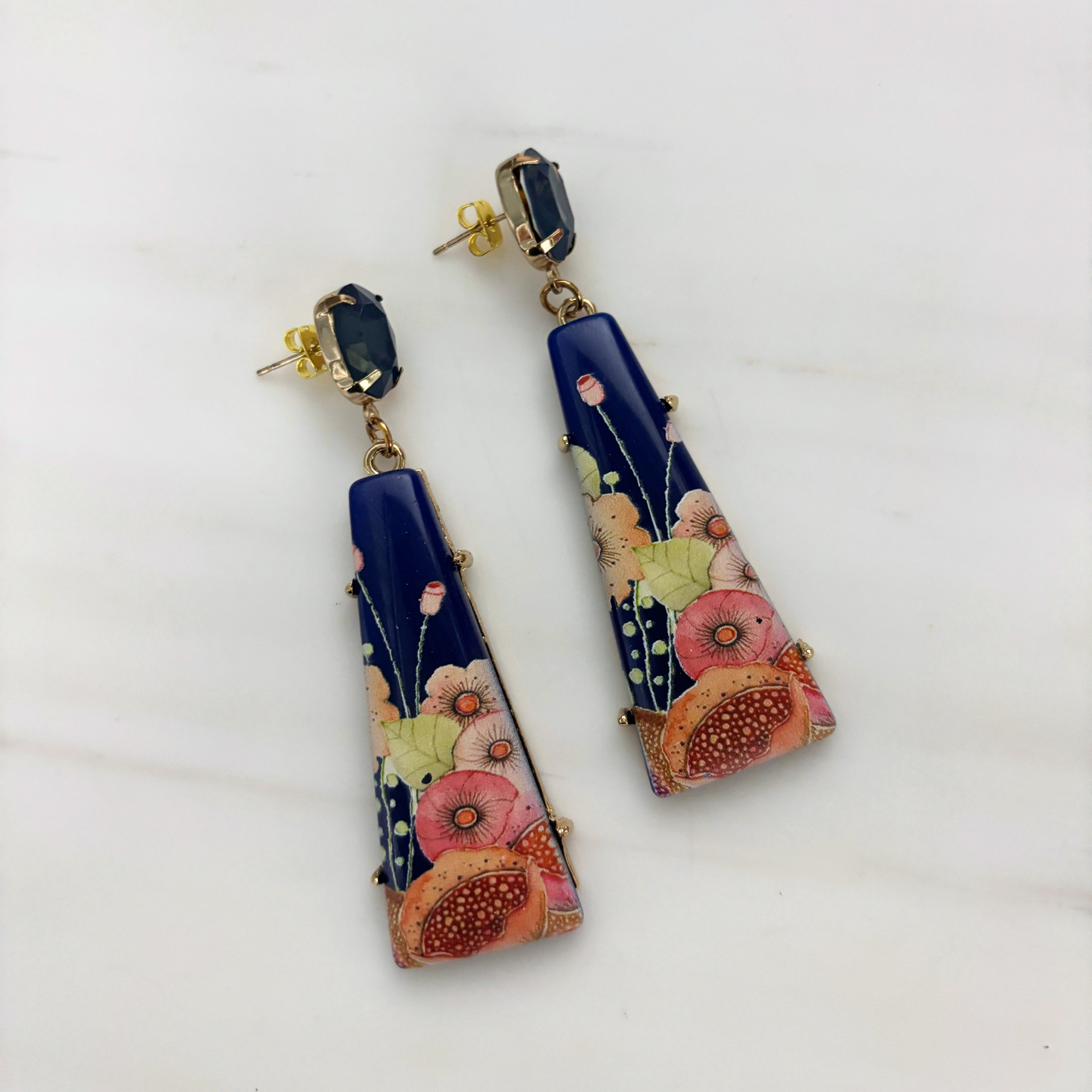 Japonesque Hand Painted Resin Drop Earrings