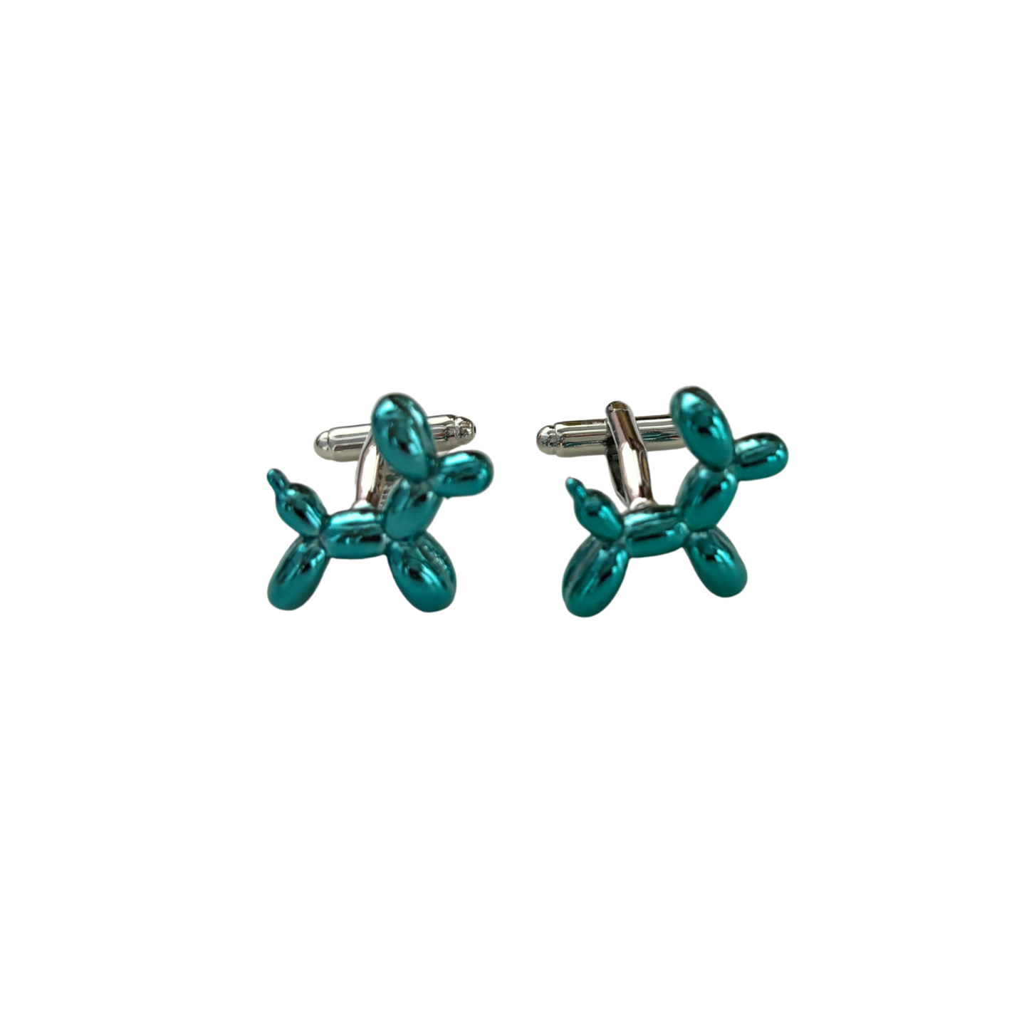 Balloon Dog Cufflinks | Blue & Silver Novelty Cufflinks | 0.75" | Pair