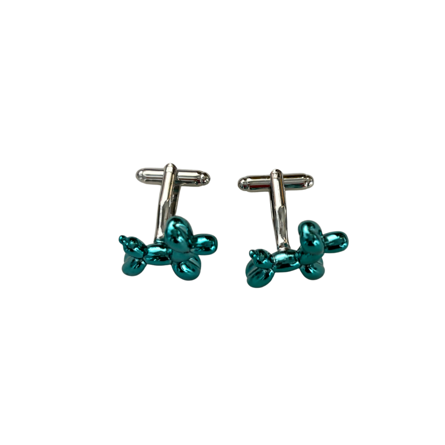 Balloon Dog Cufflinks | Blue & Silver Novelty Cufflinks | 0.75" | Pair