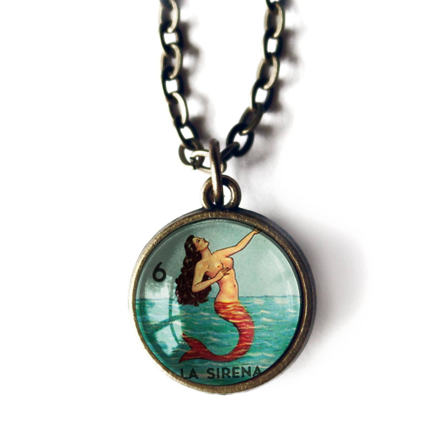 La Sirena Loteria Mermaid Simple Reversible Pendant Necklace