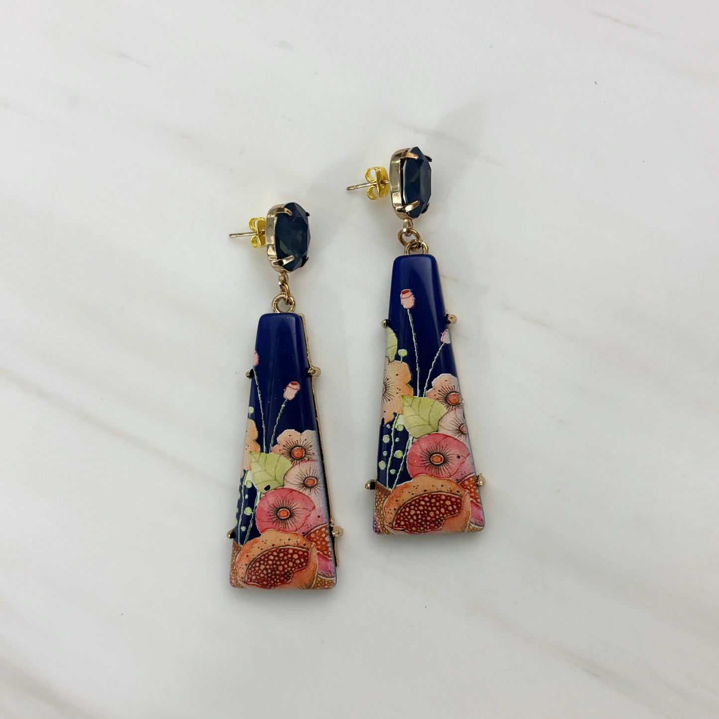 Japonesque Hand Painted Resin Drop Earrings