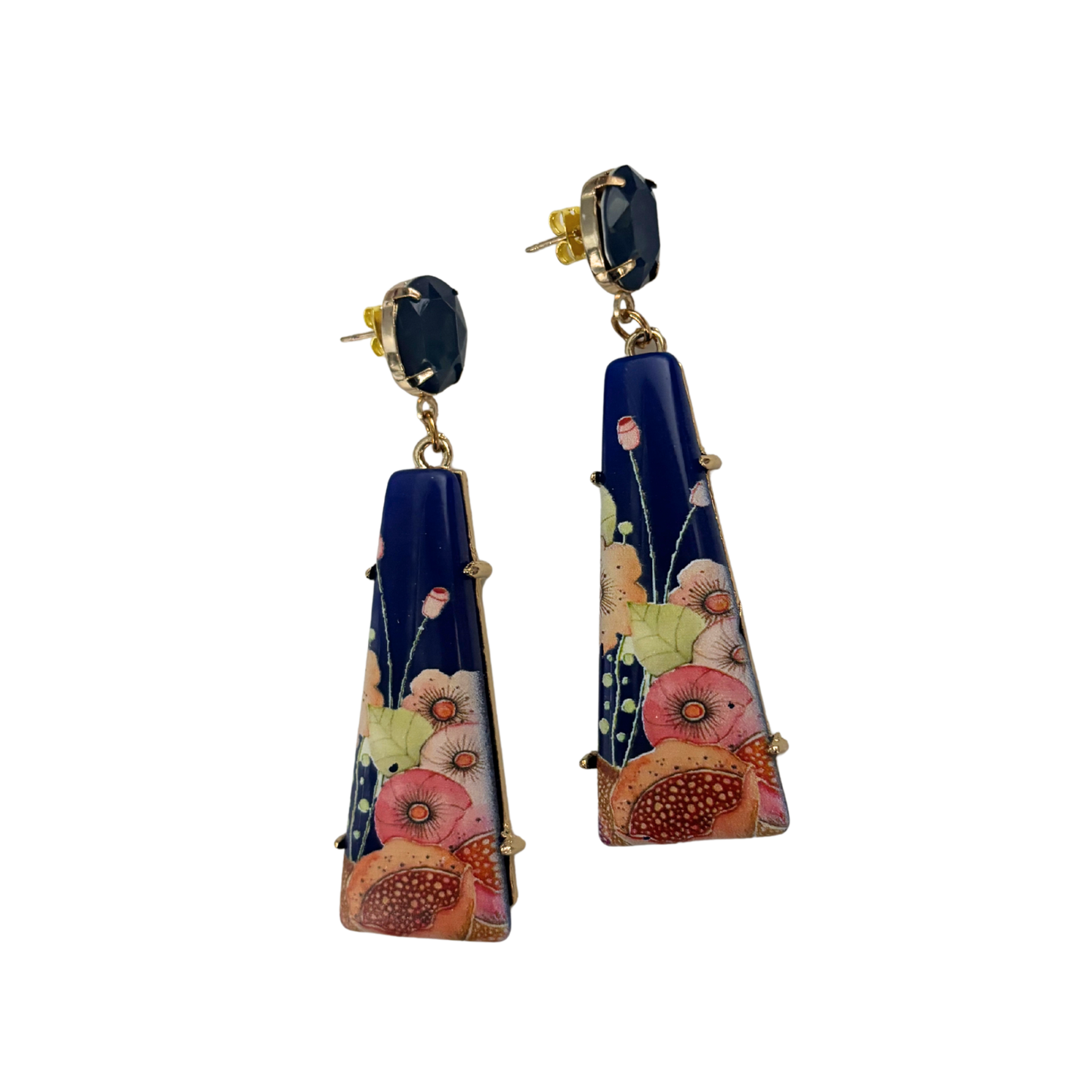 Japonesque Hand Painted Resin Drop Earrings