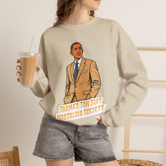 Obama's Tan Suit Nostalgia Society Unisex Heavy Blend™ Crewneck Sweatshirt [Sizes S-5X]