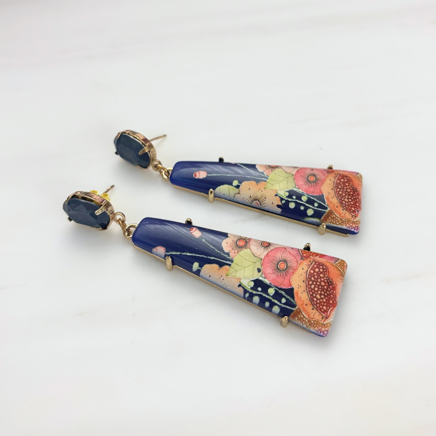 Japonesque Hand Painted Resin Drop Earrings