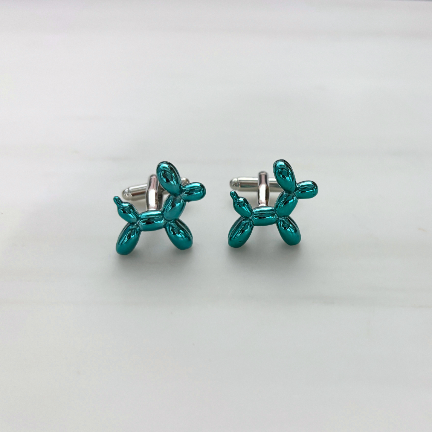 Balloon Dog Cufflinks | Blue & Silver Novelty Cufflinks | 0.75" | Pair