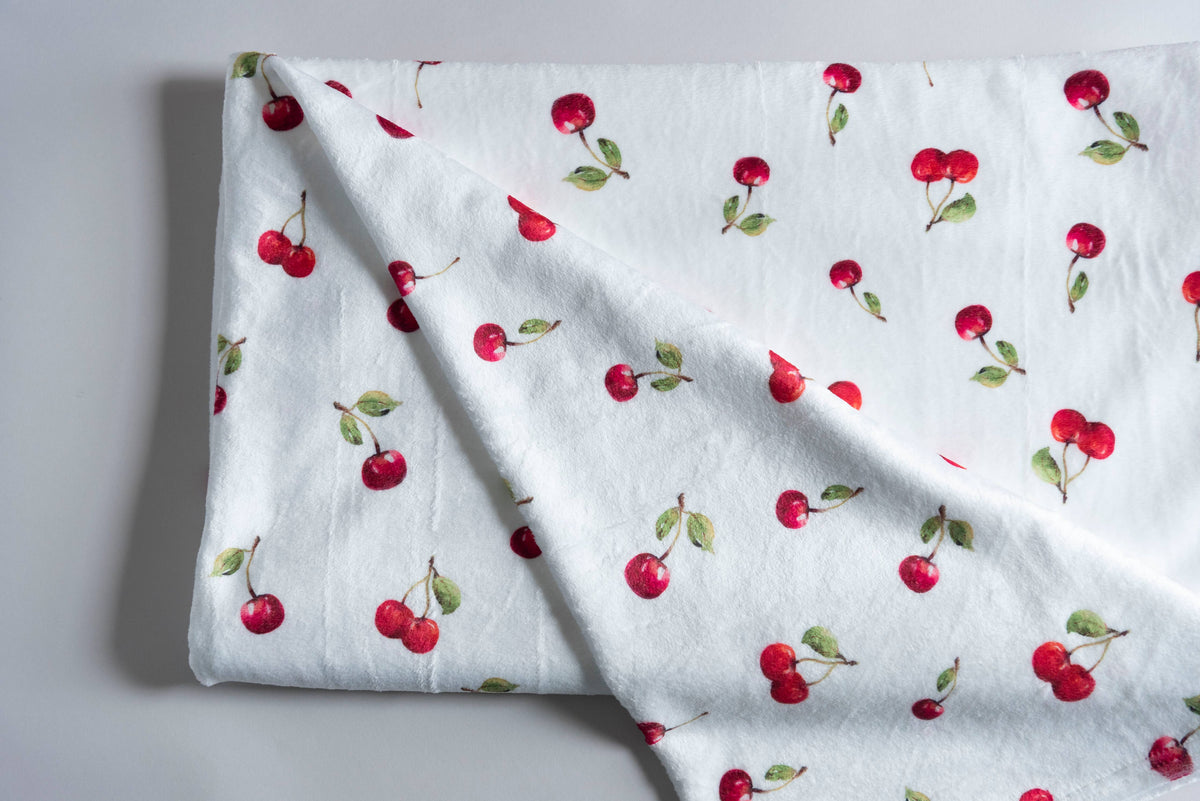 Watercolor Cherry Velveteen Throw Blanket | 50" x 60"