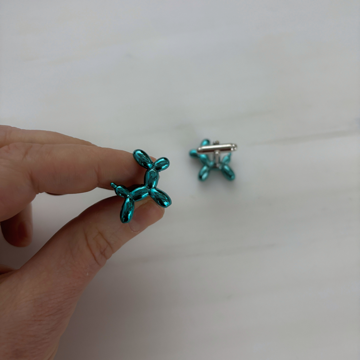 Balloon Dog Cufflinks | Blue & Silver Novelty Cufflinks | 0.75" | Pair