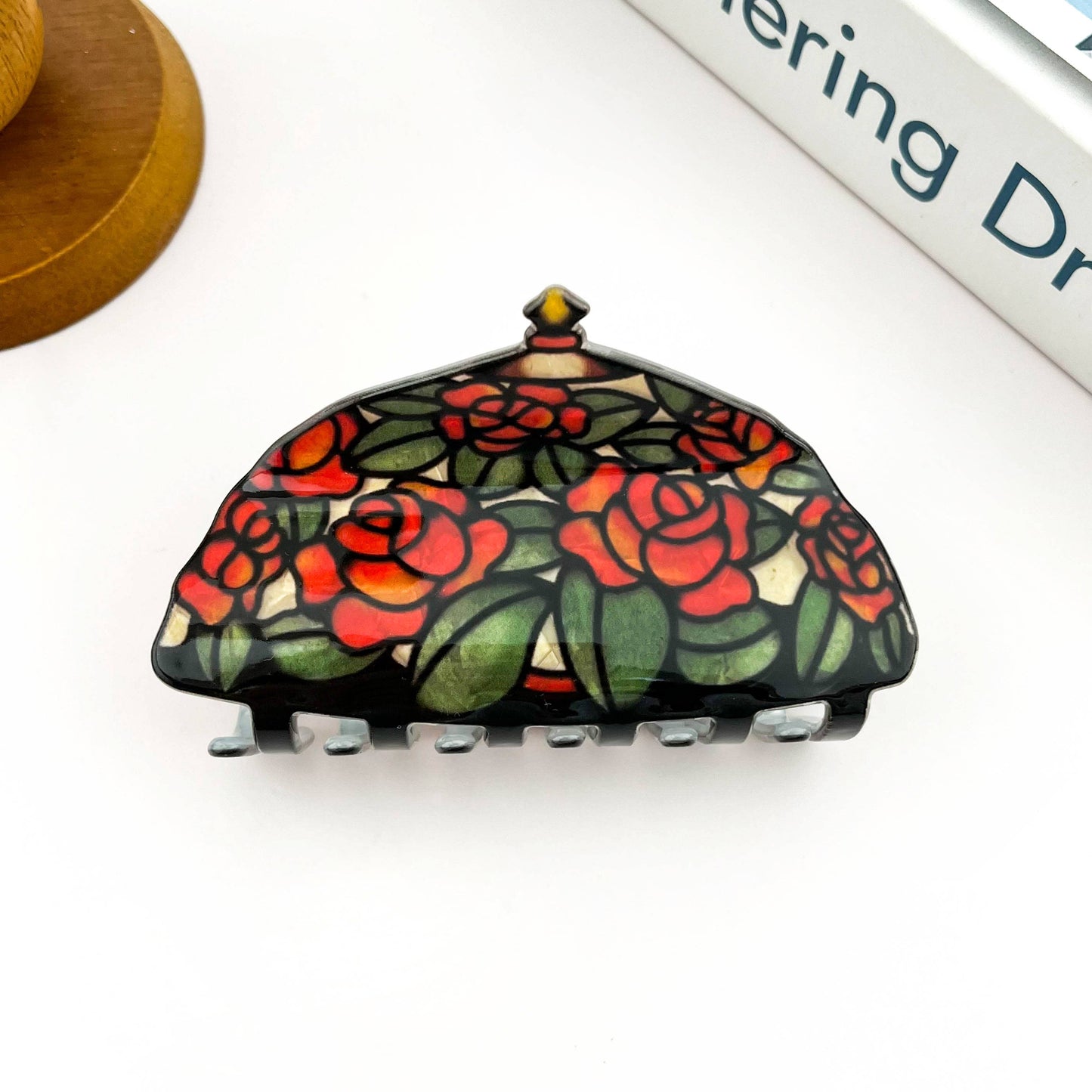 Stained Glass Floral Acrylic Hair Claw