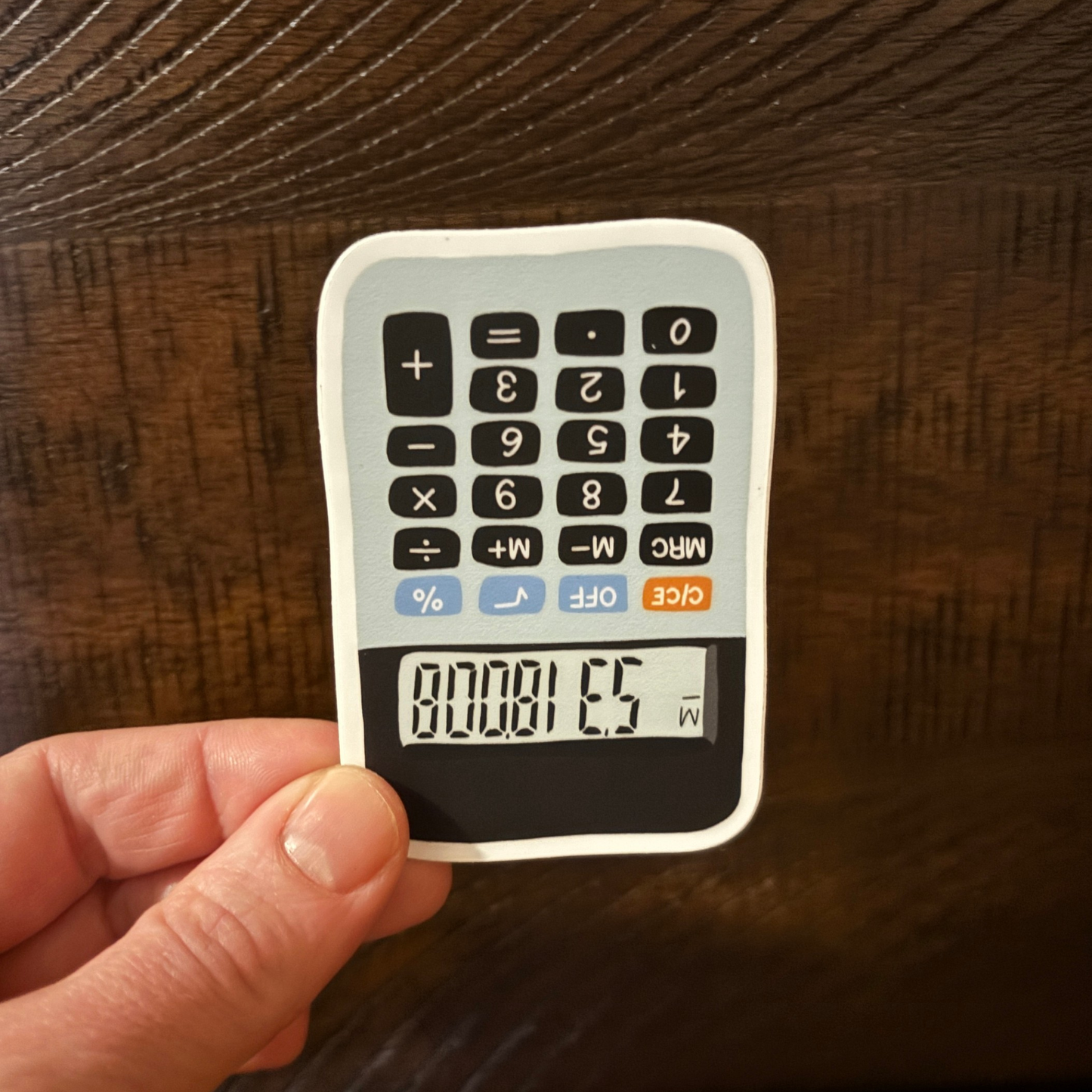 Calculator "BOOBIES" Vinyl Sticker | Funny Upside Down Calculator | 3"