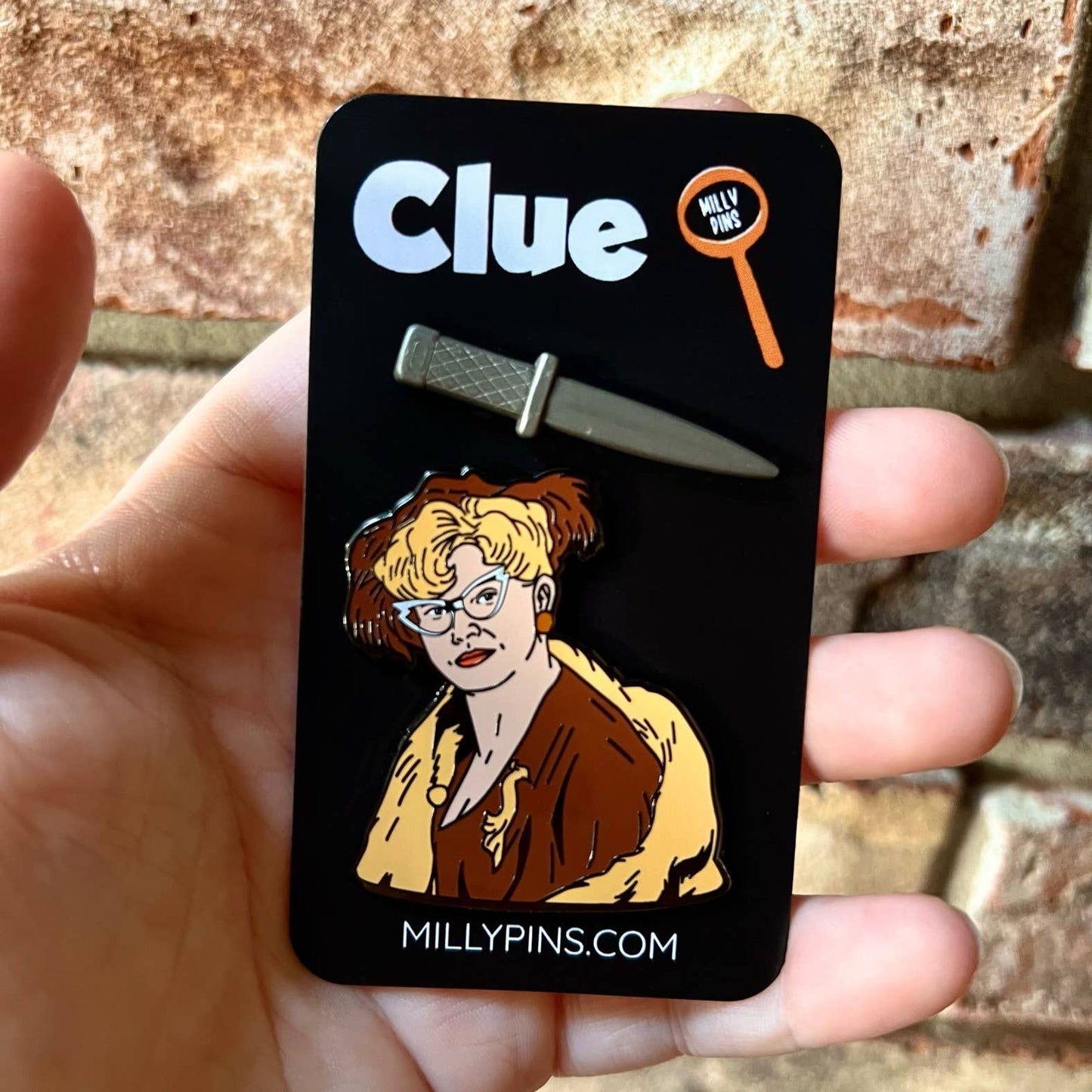 Cult Classic Clue Horror Movie Pin Set – Mrs. Peacock & 3D Knife Hard Enamel Collector Pins