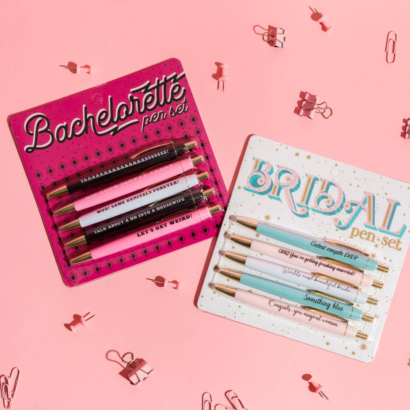 Bachelorette Pen Set In Pastels | 5 Ballpoint Pens on Gift Card