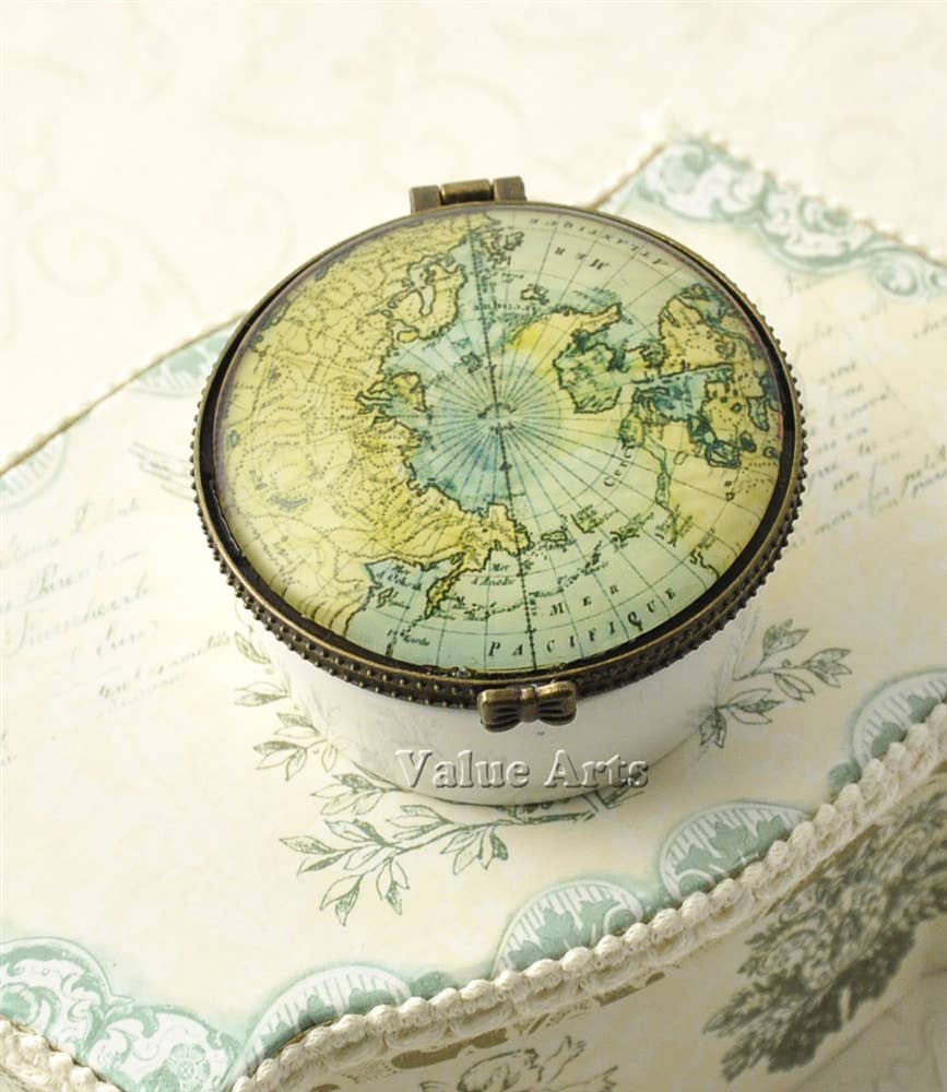 Vintage World Map Ceramic Keepsake Box | Giftable