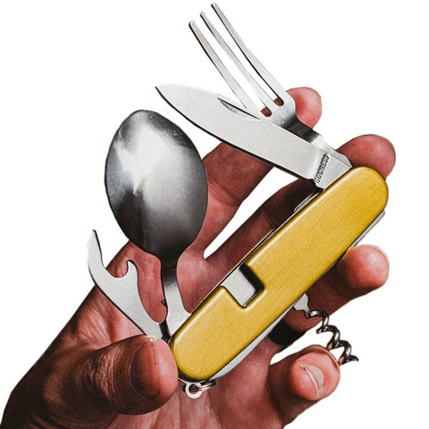 7-in-1 Hobo Knife Camp Cutlery Multi-Tool | Camping Utensil with Fork Spoon Knife