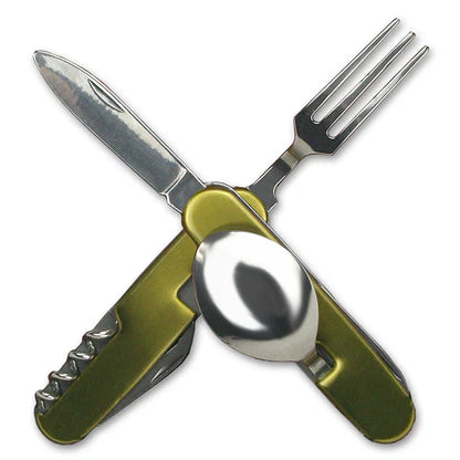 7-in-1 Hobo Knife Camp Cutlery Multi-Tool | Camping Utensil with Fork Spoon Knife