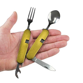 7-in-1 Hobo Knife Camp Cutlery Multi-Tool | Camping Utensil with Fork Spoon Knife