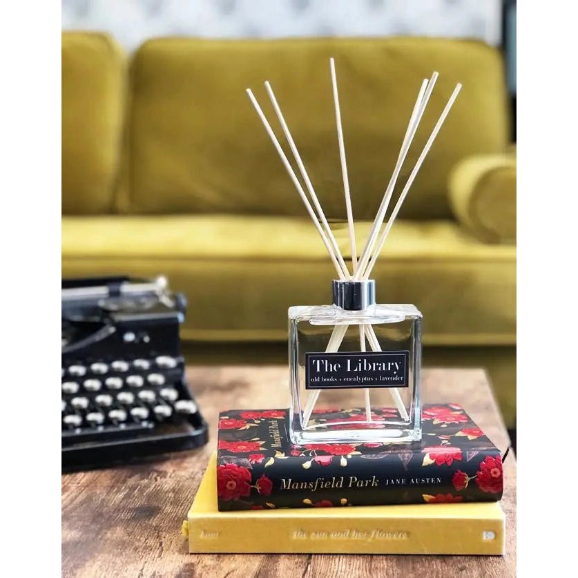 7 oz The Library Glass Reed Diffuser in Blend of Eucalyptus and Lavender Scent.