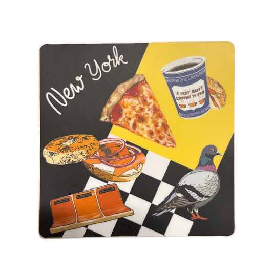 New York City Vinyl Sticker | Pigeon, Pizza, Bagel, Subway & Diner Coffee | 3"