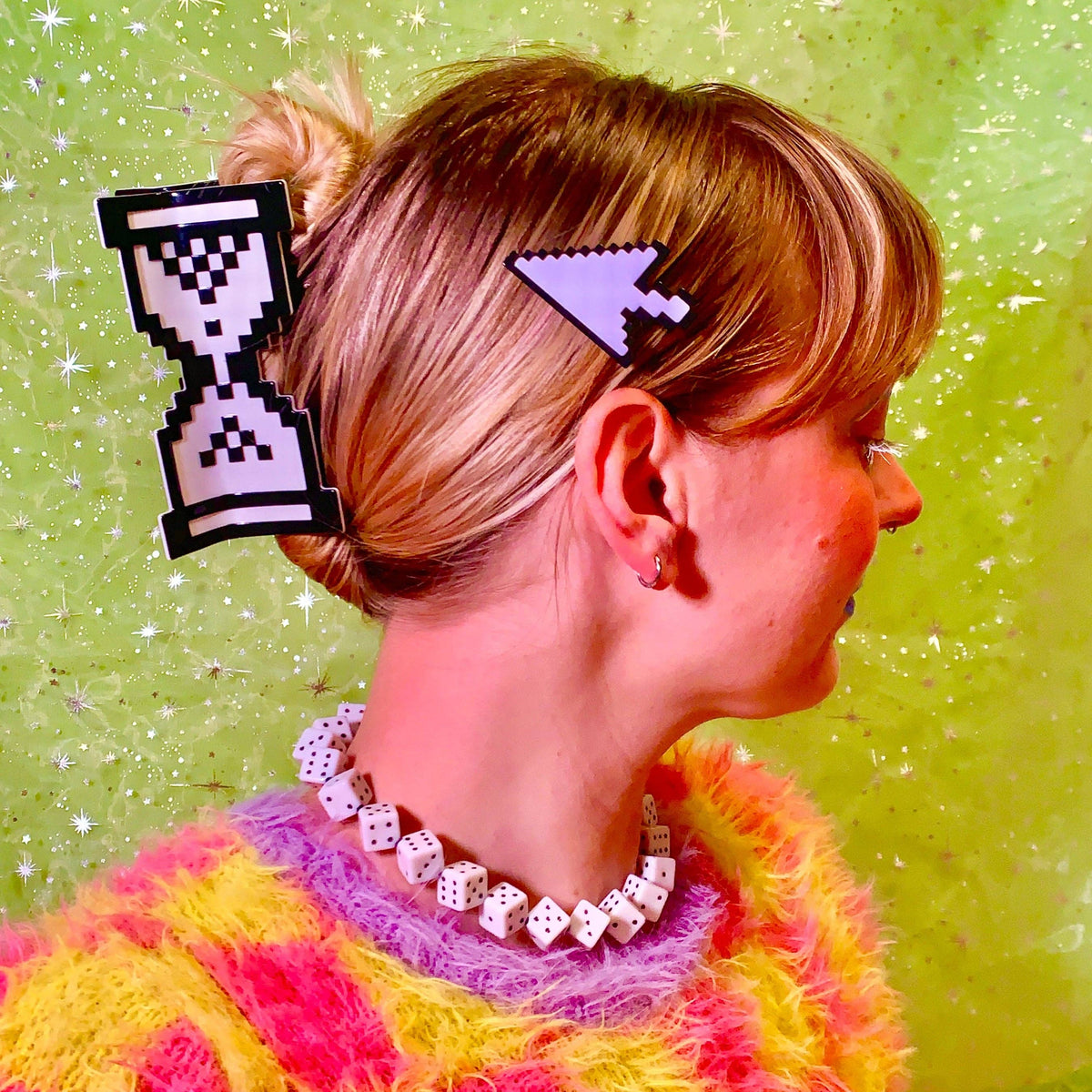 Y2K Mouse Pointer Hair Clip Set | Pixel-Style in Black and White