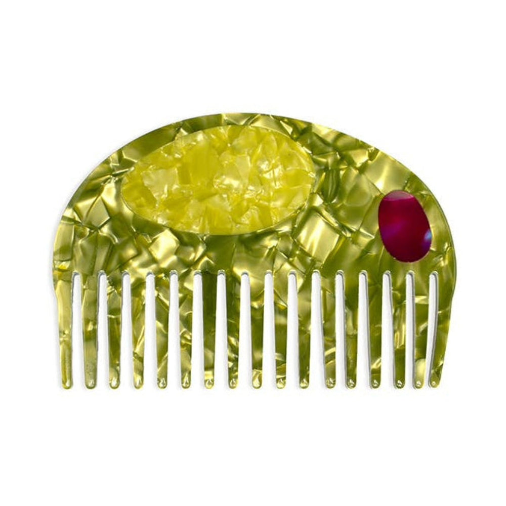 Green Martini Olive Wide-Tooth Mini Comb