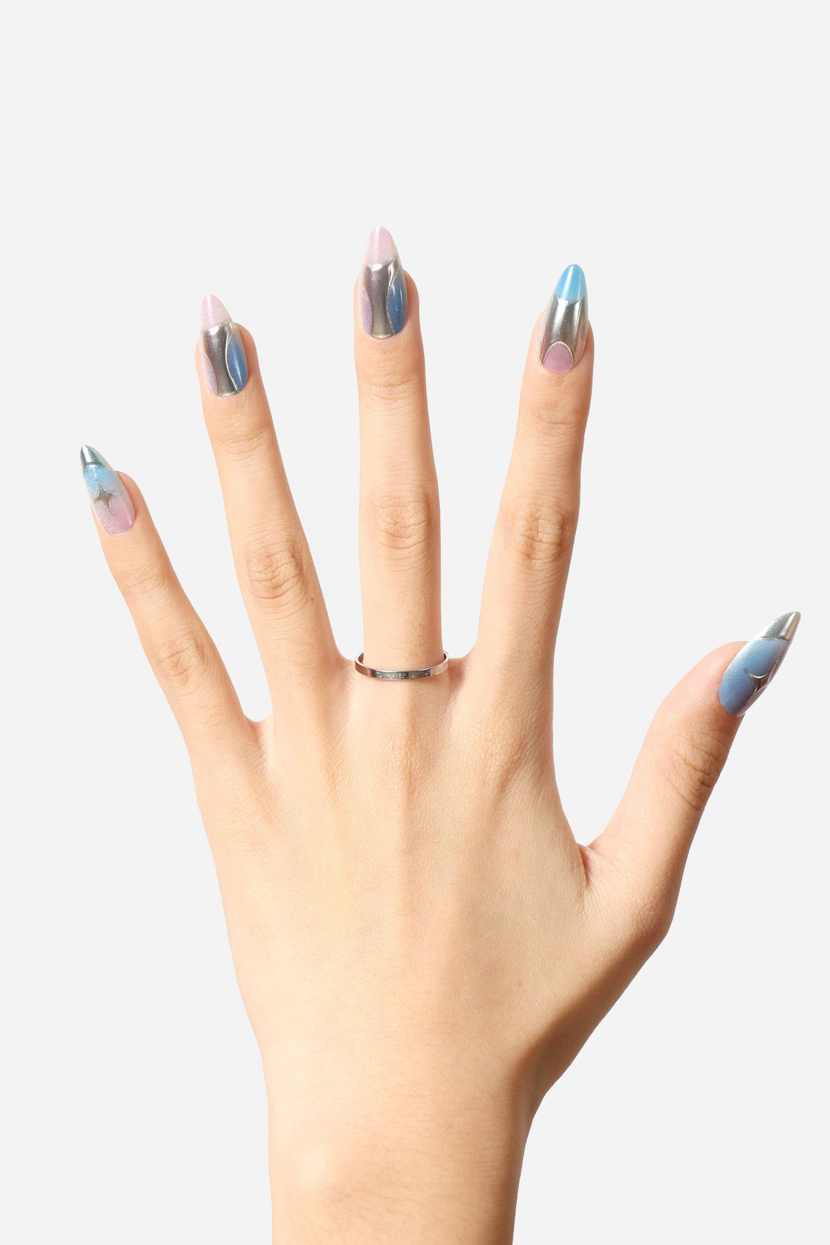 Titanium Jelly Gradient Press-On Nails | Pink Lavender Blue