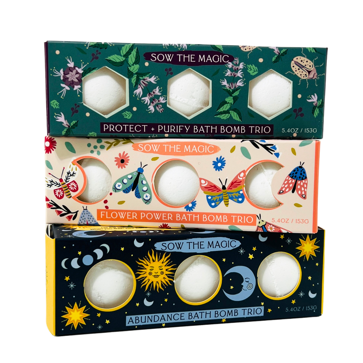 Moon Phase Abundance Bath Bomb Trio | Frankincense + Myrrh-Sow the Magic-The Bullish Store