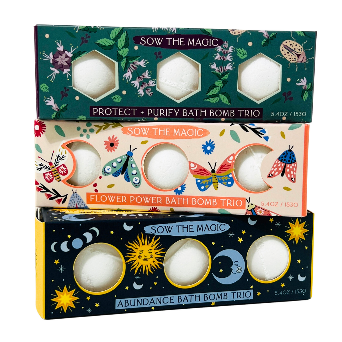 Moon Phase Protect + Purify Bath Bomb Trio | Basil + Lavender-Sow the Magic-The Bullish Store