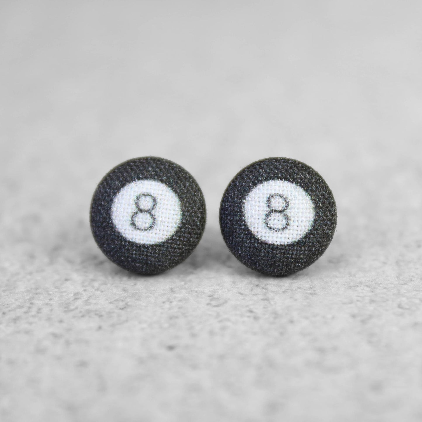 8 Ball Pool Ball Fabric Button Earrings | Handmade in the US