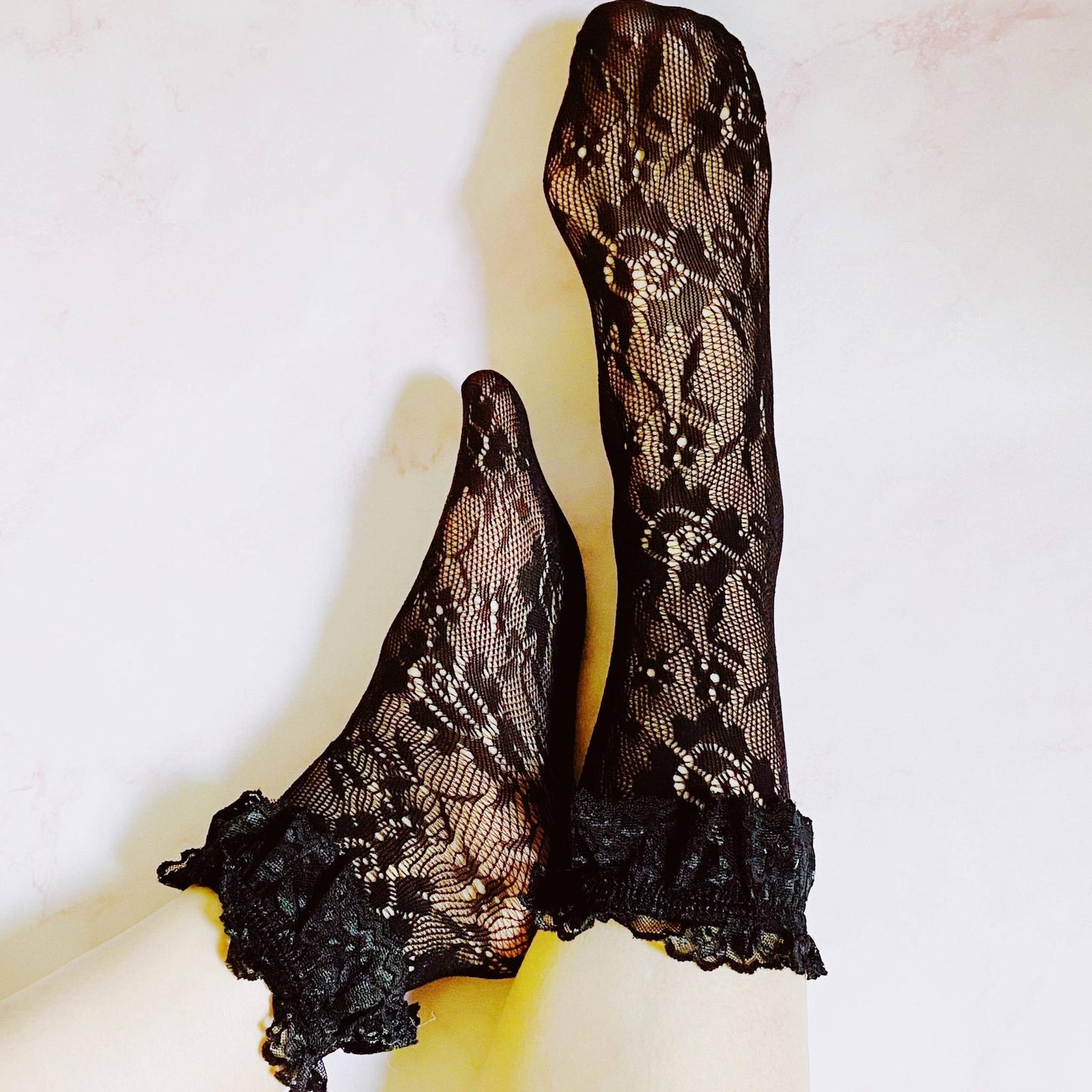 80s Black and White Lace Socks – Set of 2 Coordinating Pairs