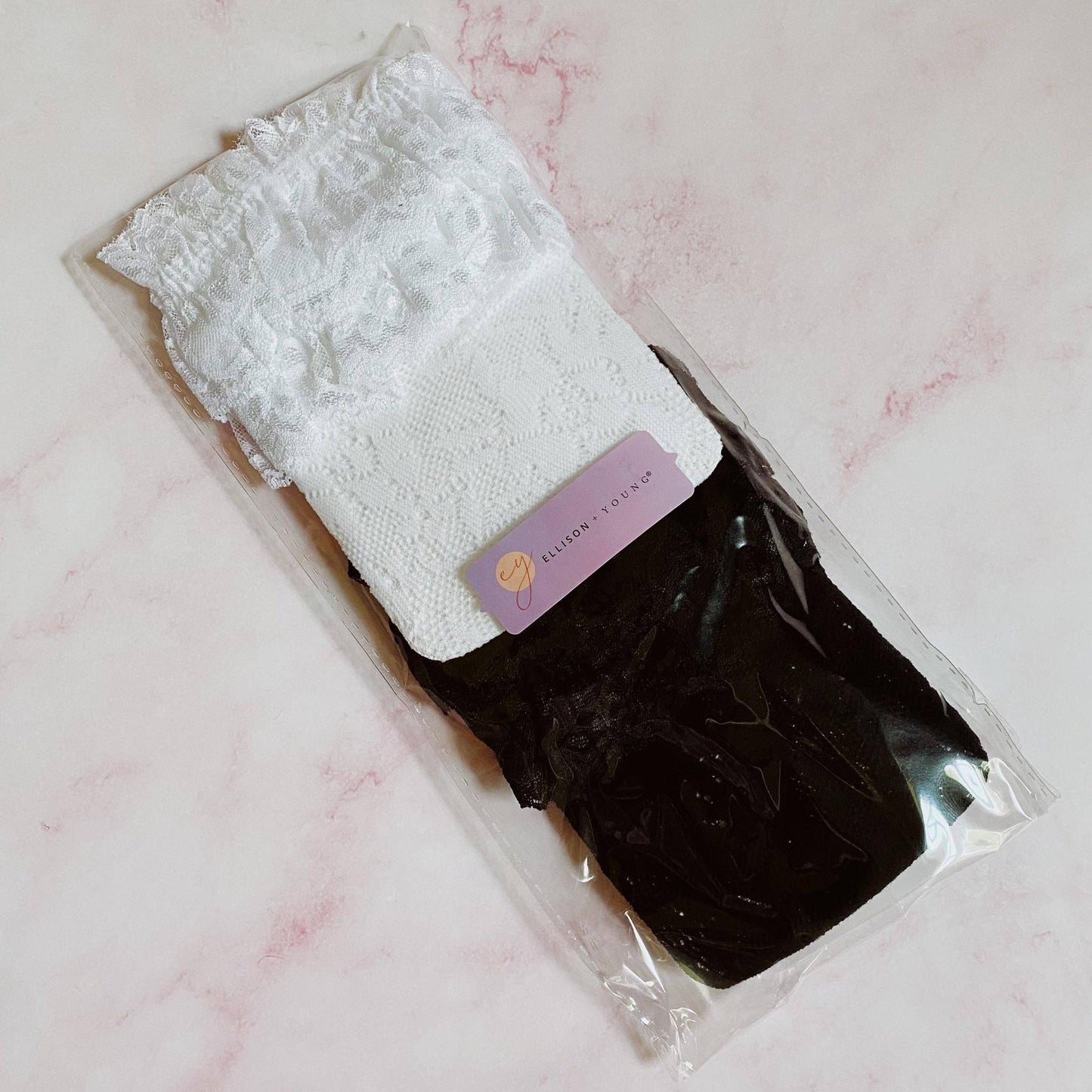 80s Black and White Lace Socks – Set of 2 Coordinating Pairs