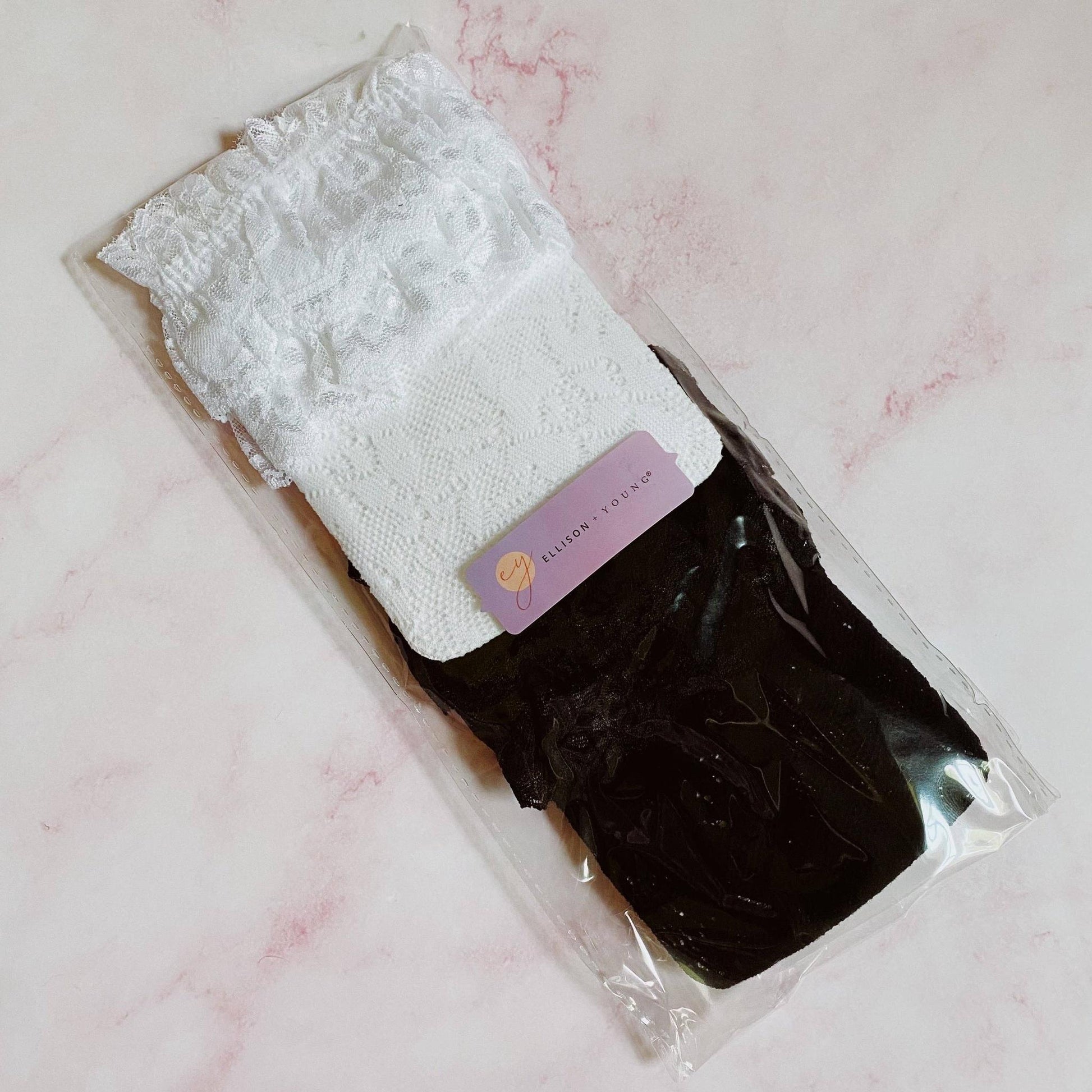 80s Black and White Lace Socks – Set of 2 Coordinating Pairs