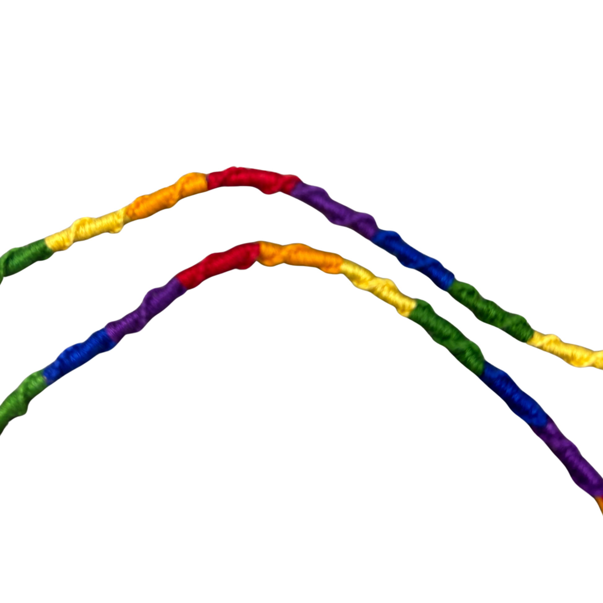 '80s Retro Hand-Knotted Pride Friendship Bracelet | Rainbow Embroidery Floss | 11.5"