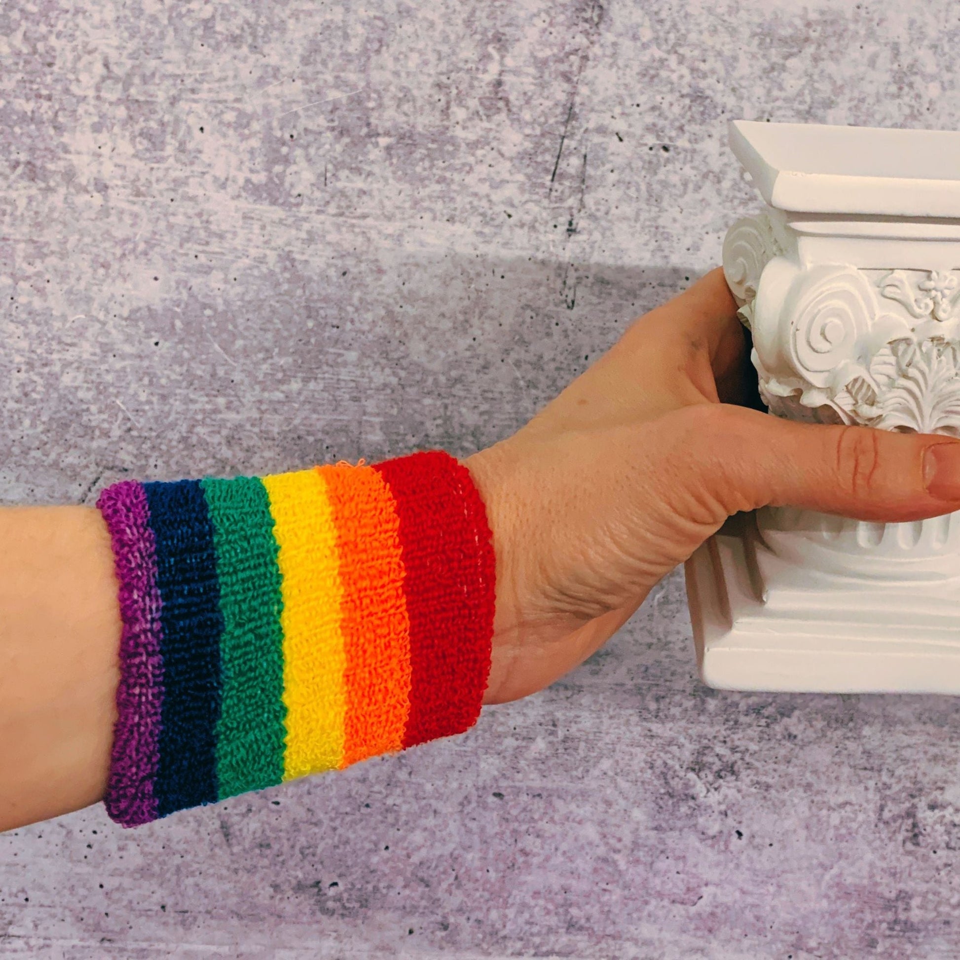 '80s Style Rainbow Wristbands | Absorbent Stretch Exercise Cuffs