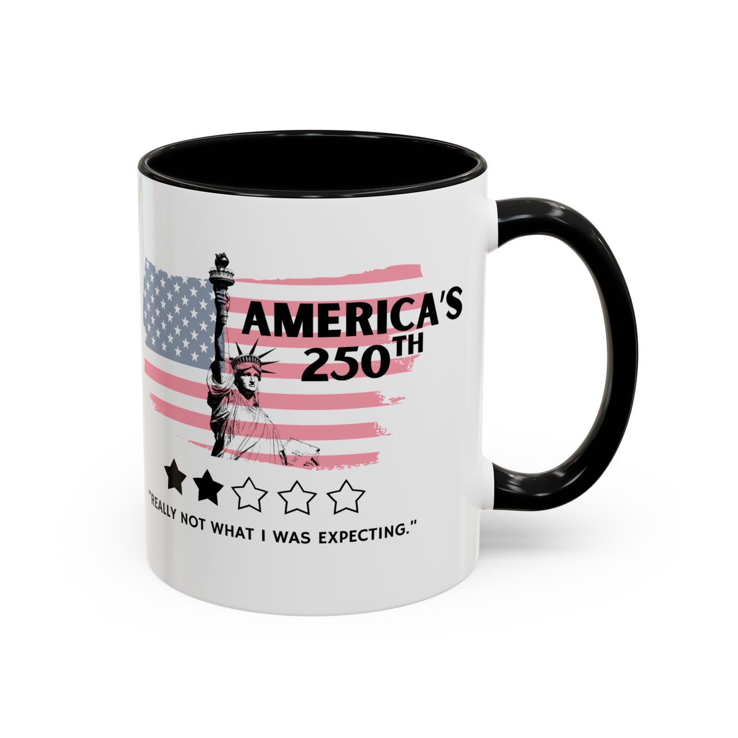 America's 250th Really Not What I Was Expecting 11oz Black Mug | Feminist Sarcastic Patriotic Gift