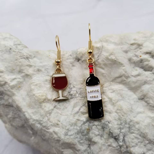 Red Wine Bottle and Goblet Earrings | Wine Lover Gift